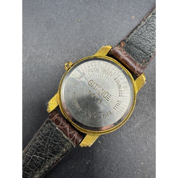 Gitano Men\'s Watch Moon Phase Date Quartz Two Tone Leather Brown Band 7414 main image 10